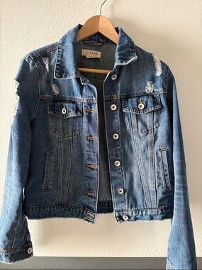 Ci Sono Medium Blue Distressed Denim Jacket